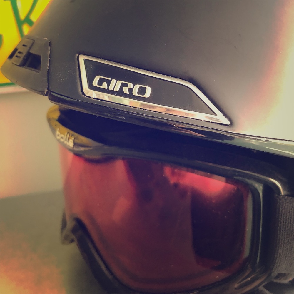 Giro Skiing helmet and Bollé ski goggles